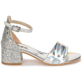 Resim Kiko Kids Sheila Günlük Kız Çocuk 3 Cm Topuklu Sandalet Abiye Ayakkabı Gümüş 