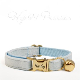 Resim Cat Collar Velvet Cat Collar with Bell 515888 - Ice Blue Collar / L 