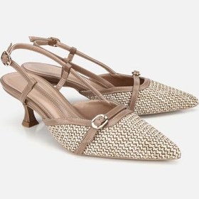 Resim HOTİÇ Kadın Bej Hasır Detaylı Arkası Açık Stiletto 
