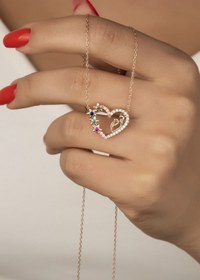 Resim Silvano Jewelry 925 Ayar Gümüş Rose Yıldızlı Anne Bebek Kolye 