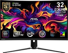 Resim MSI MAG 321CUP QD-OLED 31.5" 3840x2160 UHD 165Hz 0.03 MS HDMI DP Type-C HDR 400 G-Sync Curve 1700R QD-OLED Oyuncu Monitörü 