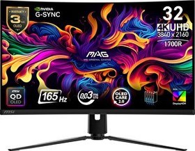 Resim MSI MAG 321CUP QD-OLED 31.5" 3840x2160 UHD 165Hz 0.03 MS HDMI DP Type-C HDR 400 G-Sync Curve 1700R QD-OLED Oyuncu Monitörü 