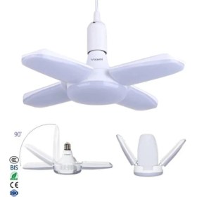 Resim 60 Watt 6000 Lumen 4 Kollu Katlanır Ampul 4 Kanatlı Katlanabilir Enerji Tasarruflu LED Ampul 