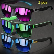 Resim 3 adet Vintage Kare, Unisex Moda, Lüks Marka, Bilgisayar Çerçevesi, Geniş Uyum (>139 Mm), Parlama Önleyici Lens, Erkekler ve Kadınlar için, Klasik Sürüş, Seyahat, Tropikal Plaj, Yaz Tatili, Retro Stil, Günlük Rahat Giyim, AOOYOWEILY Marka 