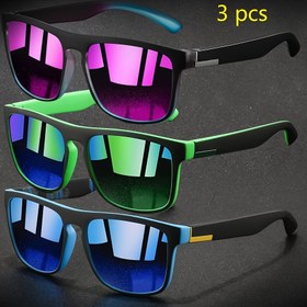 Resim 3 adet Vintage Kare, Unisex Moda, Lüks Marka, Bilgisayar Çerçevesi, Geniş Uyum (>139 Mm), Parlama Önleyici Lens, Erkekler ve Kadınlar için, Klasik Sürüş, Seyahat, Tropikal Plaj, Yaz Tatili, Retro Stil, Günlük Rahat Giyim, AOOYOWEILY Marka 