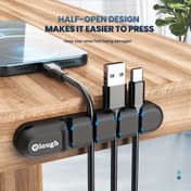 Resim OLLOUGH 7 Yuvalı Kablo Düzenleyici Klips - Şık Siyah & Mavi, USB, Type-C, Fare & Klavye Kabloları için Esnek Masaüstü Kablo Yönetim Tutucu, Kablo Tutucu 