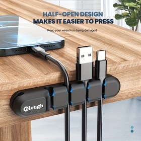 Resim OLLOUGH 7 Yuvalı Kablo Düzenleyici Klips - Şık Siyah & Mavi, USB, Type-C, Fare & Klavye Kabloları için Esnek Masaüstü Kablo Yönetim Tutucu, Kablo Tutucu 