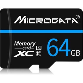 Resim Microdata Mikrodata 64 GB U3 Mavi Çizgi ve Siyah Tf (Mikro Sd) Hafıza Kartı (Yurt Dışından) 
