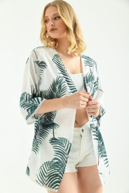 Resim VOLT CLOTHİNG Kadın Palmiye Güpür Detaylı Viskon Kimono 