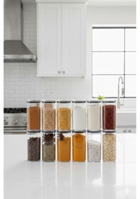 Resim Ny Home 12'li Vakum Kapaklı Baharatlık Seti Şeffaf 