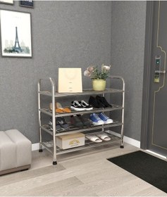 Resim Metallica Concept Çağla 4 Katllı Metal Düzenleyici Çok Amaçli Raf Ayakkabılık Krom 