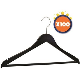 Resim Nyn Ahşap Askı Şık Barlı Elbise Pantolon Askısı Siyah Renk 100 Ad Siyah 