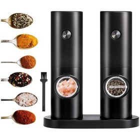 Resim Buffer Otomatik Pilli Tuz Karabiber Değirmeni Seti 2 Li Led Işıklı, Standlı, Elektrikli Çok Renkli 