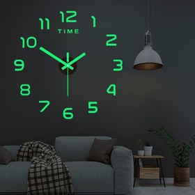 Resim Pil Güçlü Işık Yayan Duvar Saati Yapışkan Seti - DIY Ev Dekoru - Sessiz Saat - AA Pil Dahil Değil - Yuvarlak Şekil - Akrilik Malzeme - Oturma Odası, Yatak Odası ve Ofis için Uygundur 