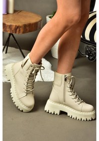 Resim Fox Shoes R973970109 Bej Kalın Tabanlı Kadın Bot Bej 