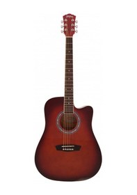 Resim Washburn Wa90crdb Akustik Gitar - Kırmızı Başlangıç/orta - Dreadnought Parlak Kırmızı Bitiş, Yüksek Ses Projeksiyonlu Gövde, Krom Aksanlar, Ergonomik Sap Ölçüler: 41 İnç Tam Boy 
