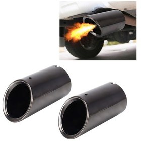Resim 2 Adet Araba Şekillendirme Paslanmaz Çelik Egzoz Kuyruk Susturucu İpucu Borusu Vw Volkswagen 1.8t/2t Süpürme Hacmi, Audi A1/a3/a4l/q3/q5 Siyah 