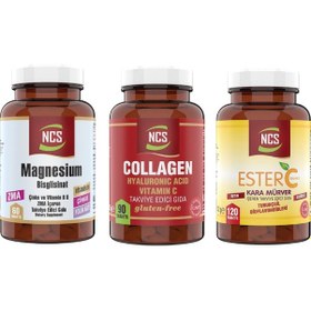 Resim Ncs Ester C Vitamini 120 Tablet + Collagen Hyaluronic Acid 90Tablet + Ncs Magnesium 60 Tablet 