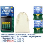 Resim Varta Lcd Plug+ Plus Şarj Cihazı + 4x2100 Mah Aa Şarjlı Kalem Pil+4x2700mah Aa Pil+saklama Çantası 