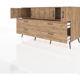 Resim Kronos Konsol 2 Raflı 4 Çekmeceli 4 Kapaklı 176x59x99 Çam-çam Çam-çam 