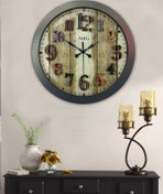 Resim Bahat Salon Ofis Duvar Saati Gri Metal Çerçeve 36 Cm 