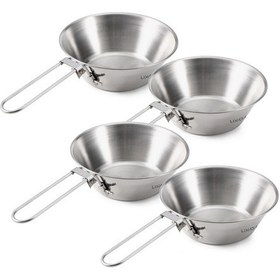 Resim Mufunye Camlığaç, Piknik Ve Kamp İçin Kullanılabilir, Katlanabilir Kova, 4 Adet 260 Ml Paslanmaz Çelik Kase Çok Renkli 