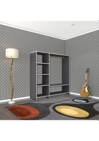 Resim Kenzlife giysi dolabı mükremin 150*150*40 gri gardırop 