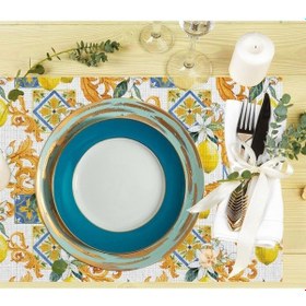 Resim Limon Tasarımlı Kumaş Amerikan Servis 4'lü Set 35x50cm Keten, Ulusl. Yıkama Ve Solmama Sertifikası Çok Renkli 