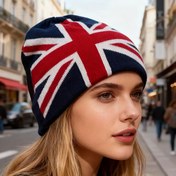 Resim İngiliz Bayrağı Jakarlı Bere - Hafif Esnek Uniseks Kışlık Şapka, Union Jack Desenli Kırmızı Beyaz Mavi Renkler, Elde Yıkanabilir, Soğuk Hava Aksesuarı, Moda Başlığı, Rahat Kalıp, Erkek ve Kadınlar İçin 