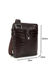 Resim Kangaroo Kıngdom Hakiki Deri Kroko Siyah Unisex Postacı Çanta Kangaroo K. 4544-Cs Siyah 