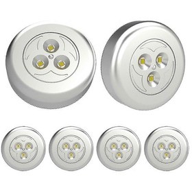 Resim 6 Adet Kendinden Yapışkanlı Pil Led Spot Lamba, Dolap, Mutfak İçin Ek Aydınlatma Sıcak Beyaz Pxcl. 