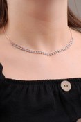 Resim Sümer Telkari Turkuaz Taşlı Choker Rose Gümüş Kolye 6570 