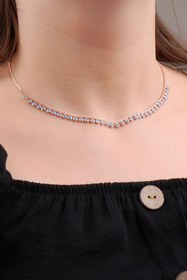Resim Sümer Telkari Turkuaz Taşlı Choker Rose Gümüş Kolye 6570 