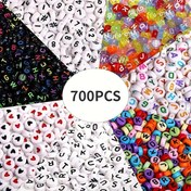 Resim 700 Adet Canlı Akrilik Alfabe Boncuk Seti - 7 Renk, Yuvarlak Harf Deseni DIY Takı & El İşleri İçin - Telefon Zincirleri & Yaratıcı Tasarımlar İçin İdeal 