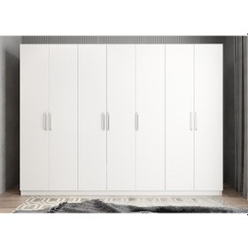Resim Melisa 7 Kapaklı Dolap Gardırop Beyaz - Ücretsiz Kurulum 