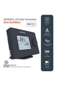 Resim GENERAL Gaia HT250 Rf Kablosuz Oda Termostatı - Siyah 