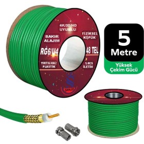Resim ŞANLED Anten Uydu Yeşil Kablosu Rg6 U4 Tv Anten Kablo 48 Tel-5 Metre 