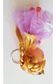 Resim Mahi Max Sırma Bebek Güllü Papyonlu Elbiseli Oynar Baş El Ayak Anahtarlık Çanta Telefon Süsü - Lila 