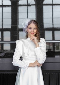 Resim Ekru Drapeli Helen Gelinlik - 36 / Ekru 