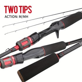 Resim Balıkçılık için Rollfish Karbon Fiber Döner Olta - Hızlı Hareket, Hafif Güç, 2 Parça, Başlangıç ve Deneyimli Balıkçılar İçin M+ML Sertlik 