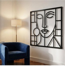 Resim Kübik Yüz Portresi Metal Duvar Tablosu - Geometrik Modern Duvar Tablosu 