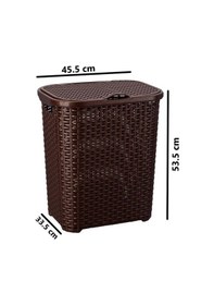 Resim Omnipazar Sy-4626 Plastik Küçük Hasır Desen Kirli Çamaşır Sepeti Kahverengi 