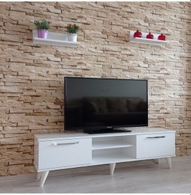 Resim Mobilya Sepeti ( Ms 70 ) Mdf Tv Ünitesi Dolabı,Raflı,Beyaz 