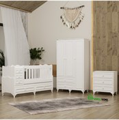 Resim Garaj Home Öykü Country 3 Kapaklı Bebek Odası Takımı Beyaz 