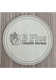 Resim 10'lu Kişiye / Şirkete Özel Logolu Bardak Altlığı Seti Lazer Kesim Kurumsal Hediye 9 Cm Açık Ahşap 