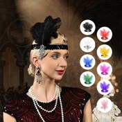 Resim D EXCEED 6 adet 1920'ler Flapper Headdress Üçlü Yapay Tüy ve Kristal Bandı Roaring 20'ler Gatsby Partisi Vintage Düğün Fotoğrafçılığı Saç Parçası 