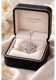 Resim 316l Cerrahi Çelik Göbek Piercing Zirkon Taşlı Sallantılı Kadın Piercing Paslanmaz Kararmaz Figürlü Fashion Özel Tasarım Göbek Piercing Modeli - 62 Gümüş 