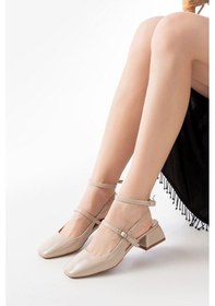 Resim St-003 Ten Rugan Günlük 4 Cm Topuklu Bayan Ayakkabı Bej 