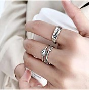 Resim TONSTYLE Ts001287 2'li Gülümseyen Set 925 Ayar Gümüş H.ürün Kadın Yüzük Ayarlanabilir 