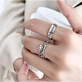 Resim TONSTYLE Ts001287 2'li Gülümseyen Set 925 Ayar Gümüş H.ürün Kadın Yüzük Ayarlanabilir 